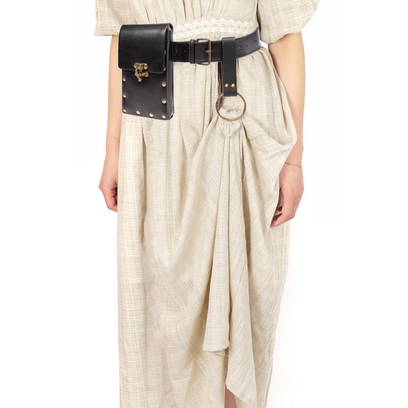 KOTORA Renaissance Belt Pouch Coin Purse Skirt Hike Set Medieval Festival Costume Halloween Accessories Casual Fanny Pack Waist Bag (1-Black) - Image 2